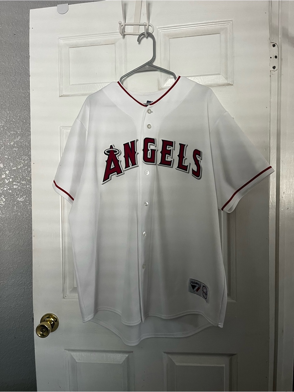 Rare Angels Baseball Jersey white and red - Men's Button Front
